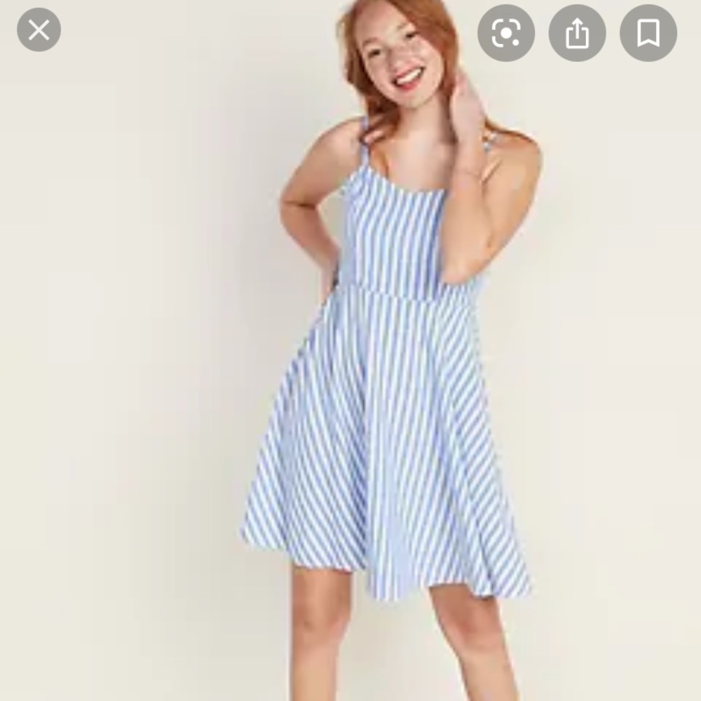 Old Navy blue and white striped swing dress